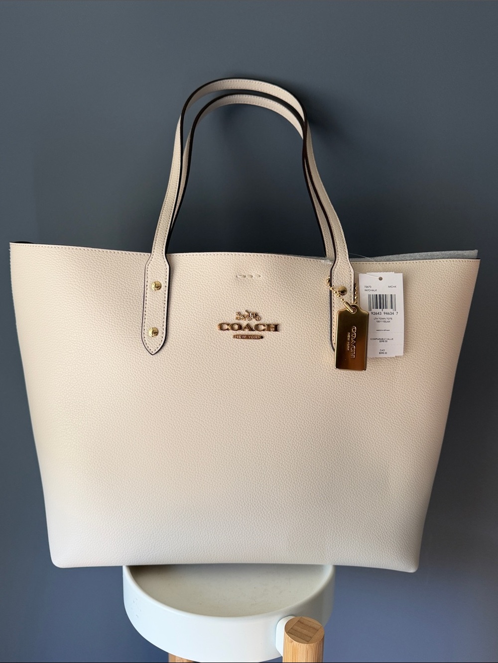 COACH Pebbled Leather Tote in Pale Blush